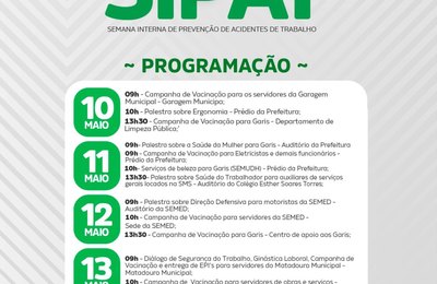 São Miguel dos Campos terá a 1ª Semana Interna de Prevenção de Acidentes no Trabalho 