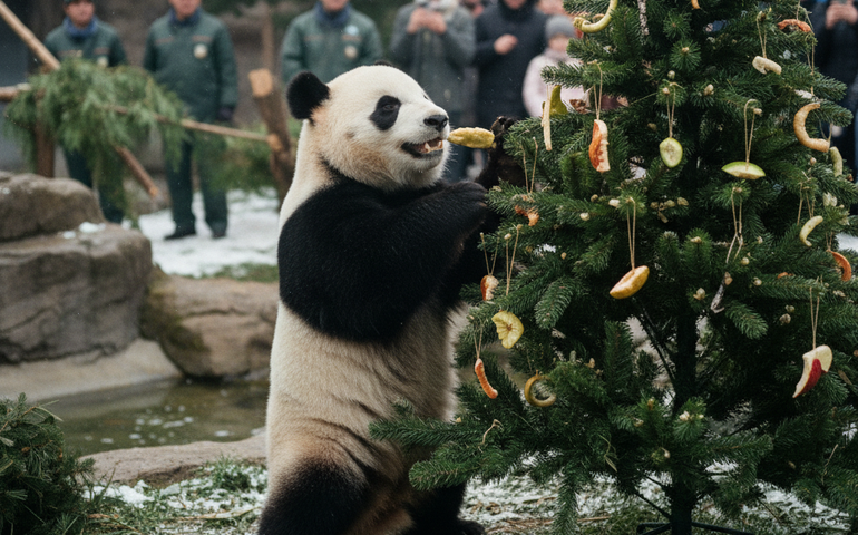 Katyusha recebe pinheiro especial no Zoológico de Moscou