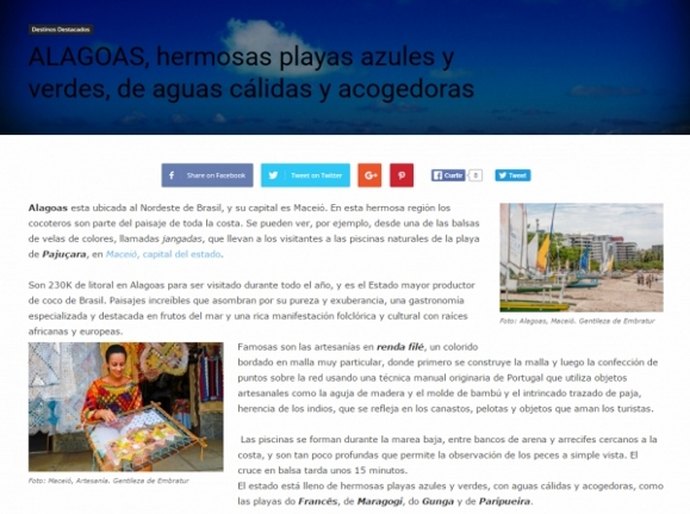 Natureza e cultura alagoanas são destaques na imprensa do Chile