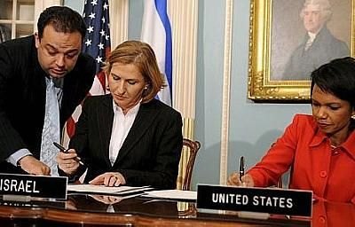 Tzipi Livni e Condoleezza Rice assinam acordo em Washington