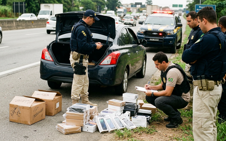 Policial rodoviário federal é preso com 129 iPhones avaliados em R$ 1,5 milhão em rodovia de SP