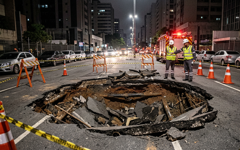 Explosão abre cratera na Rua da Consolação e interdita importante via no centro de São Paulo