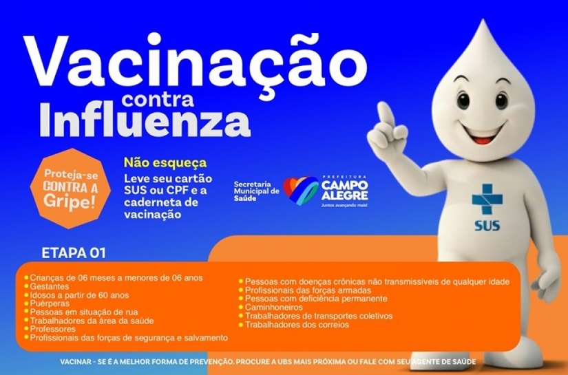 Prefeitura de Campo Alegre inicia vacinação contra a Influenza nas Unidades Básicas de Saúde