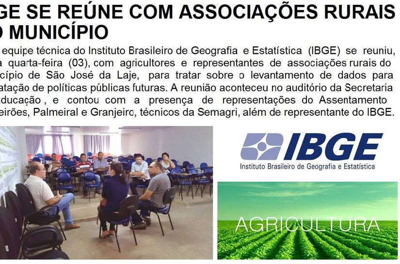 IBGE se reúne com associações rurais do município de São José da Laje