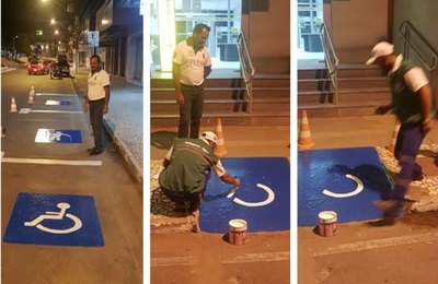 Prefeitura começa a revitalizar vagas especiais de estacionamento e acessos a cadeirantes em Arapiraca