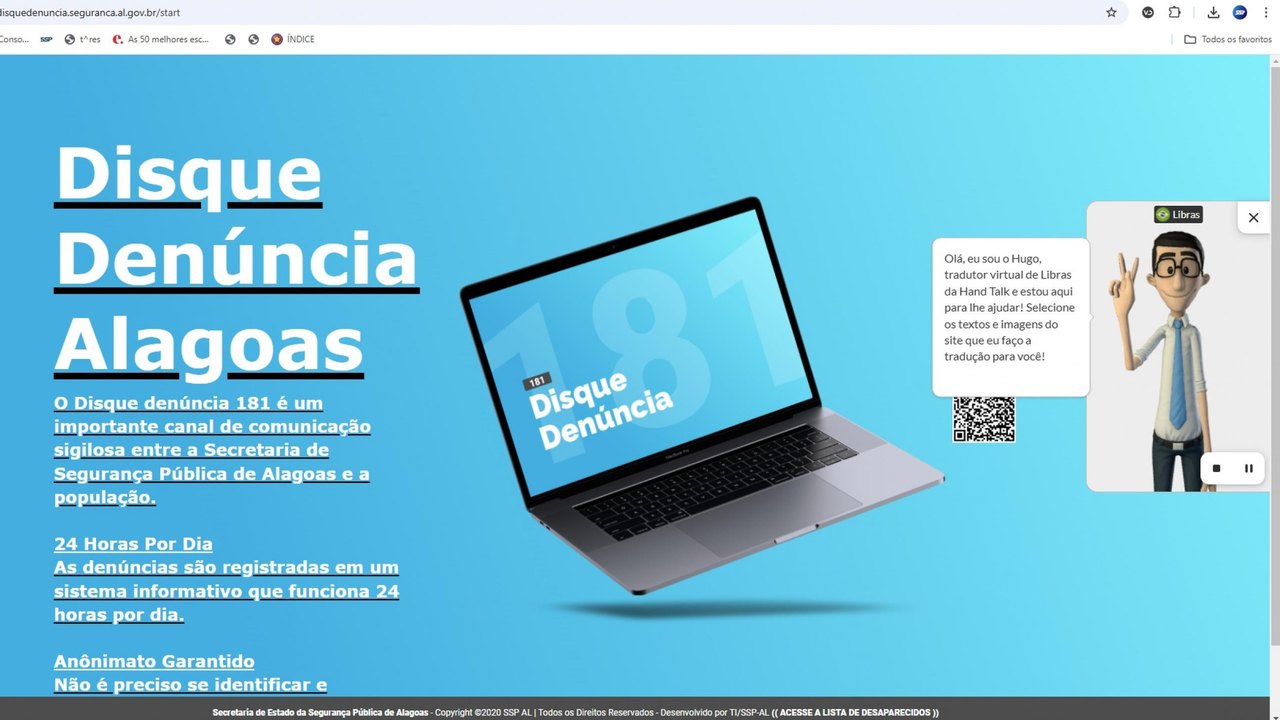 Site da Segurança Pública passa a contar com aplicativo que traduz textos para Libras