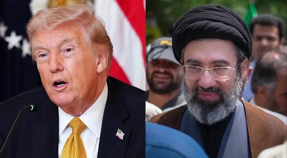Donald Trump (presidente dos EUA) e Mojtaba Khamenei (líder supremo do Irã)