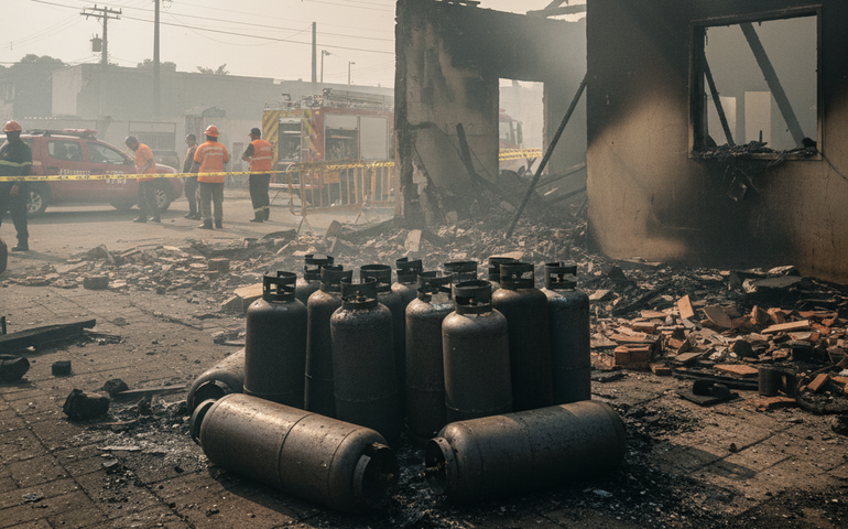 Incêndio envolvendo 11 botijões de gás deixa feridos no DF