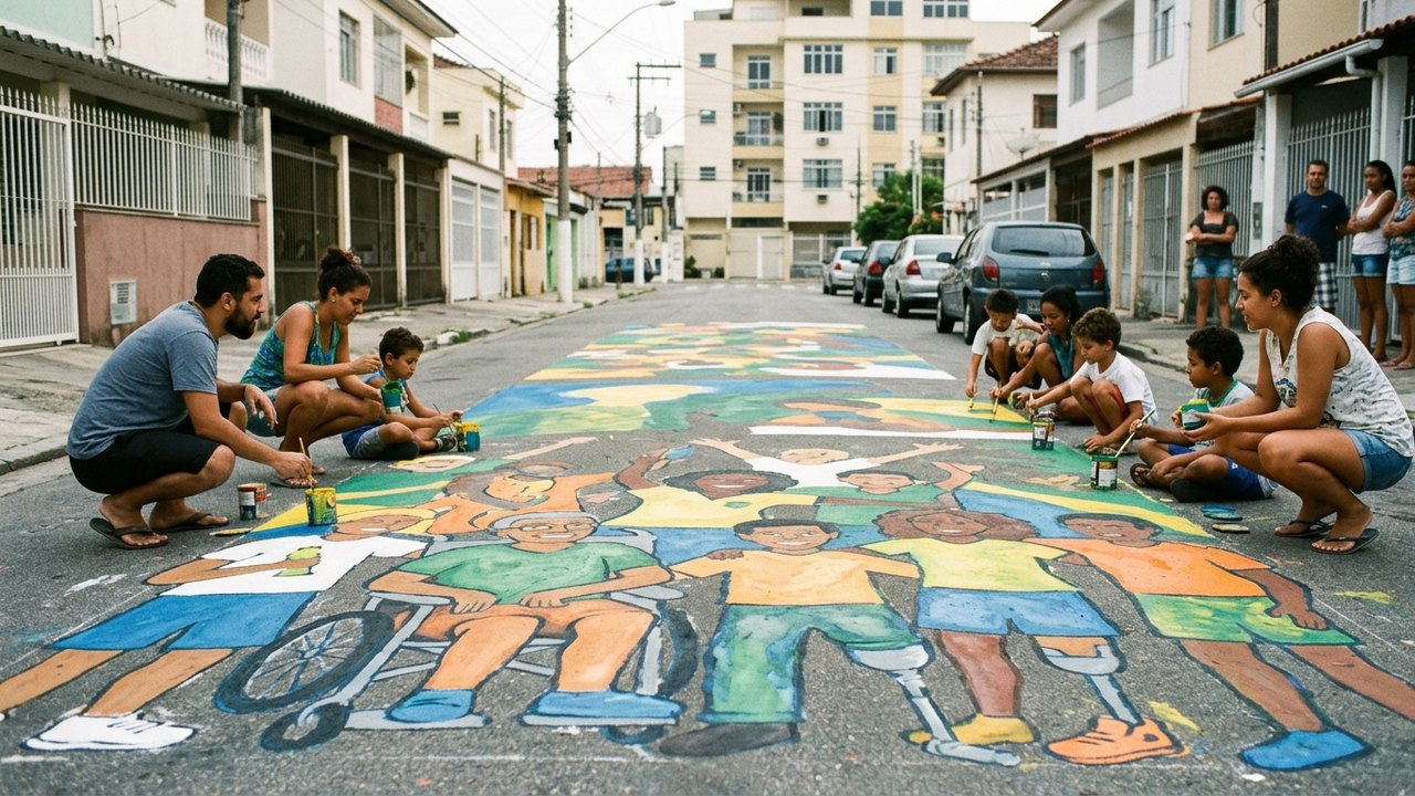 De Marcos Mion a Ronaldinho: rua de Vila Isabel pinta a inclusão nas cores da Copa do Mundo