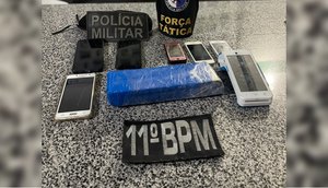 Polícia Militar apreendeu entorpecentes e celulares. / Foto: Foto: 11° Batalhão de Polícia Militar (11º BPM)