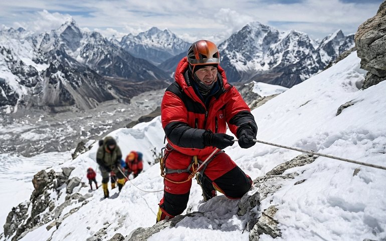 Russo sem as duas pernas faz história ao escalar o Everest apenas com os braços