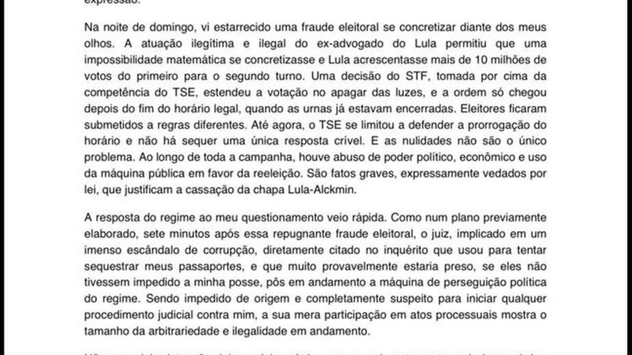 Flávio Bolsonaro muda discurso em carta e se declara 'líder do Brasil'