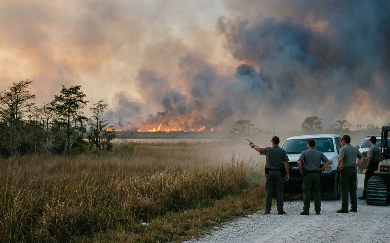 Grande incêndio florestal atinge região próxima a Miami, nos EUA