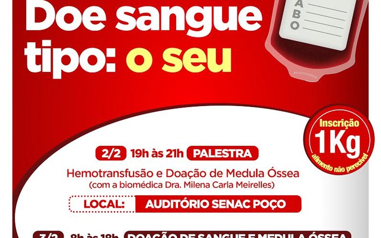 “Hemotransfusão e Doação de Medula Óssea” é tema de palestra no Senac