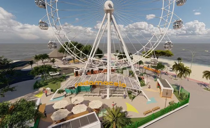 lustração mostra como será roda gigante de 45 metros na orla da Pajuçara, em Maceió lustração mostra como será roda gigante de 45 metros na orla da Pajuçara, em Maceió