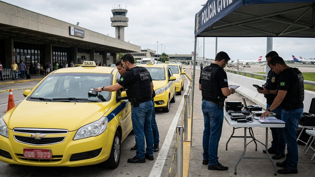 Operação mira esquema que adulterava taxímetros para cobrar mais de passageiros no Galeão; bando é ligado ao tráfico