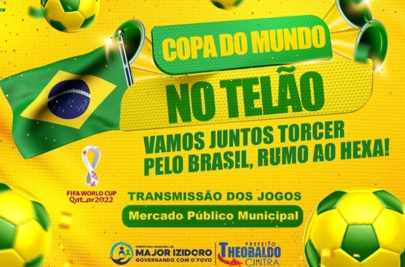 Prefeitura de Major instala telão em LED no mercado público para jogos do Brasil na copa