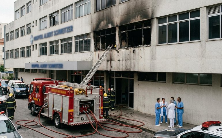 Incêndio atinge setor de neonatologia do Hospital Albert Schweitzer, no Rio