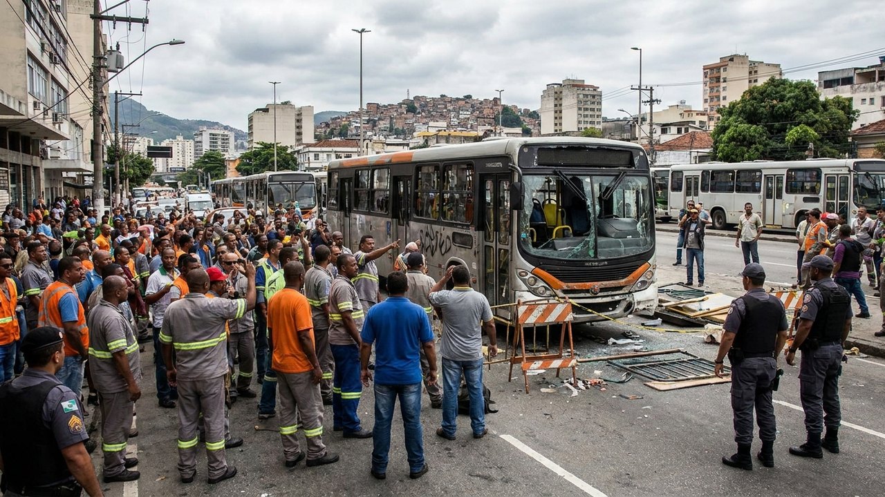 Rodoviários do Rio mantêm greve após assembleia com confusão; ônibus são depredados