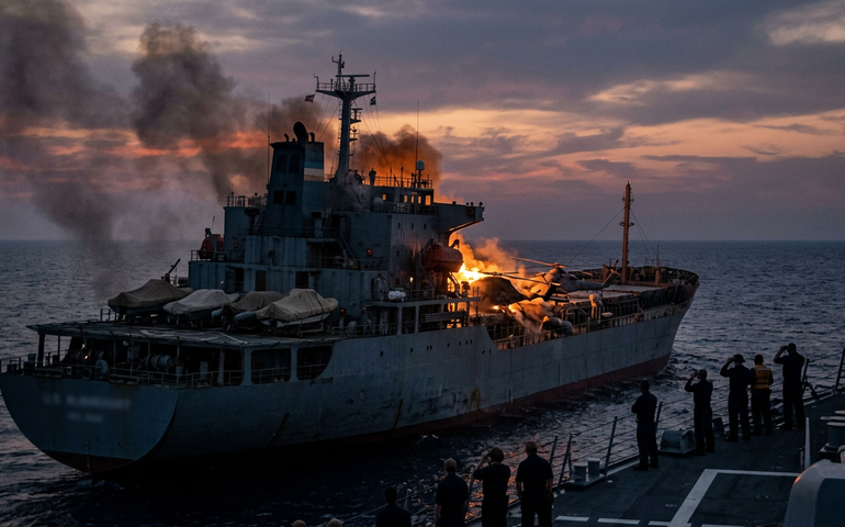 Comando Central dos EUA divulga imagens de ataque a navio iraniano suspeito de transportar drones