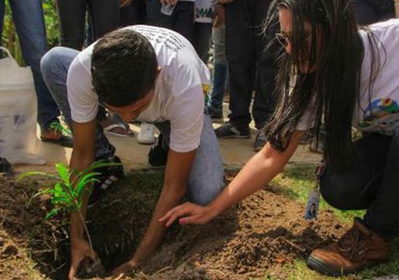 Arapiraca: Estudantes plantam mudas nativas no Bosque das Arapiracas