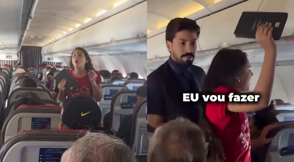Pastora mirim em avião. Fonte: Internet