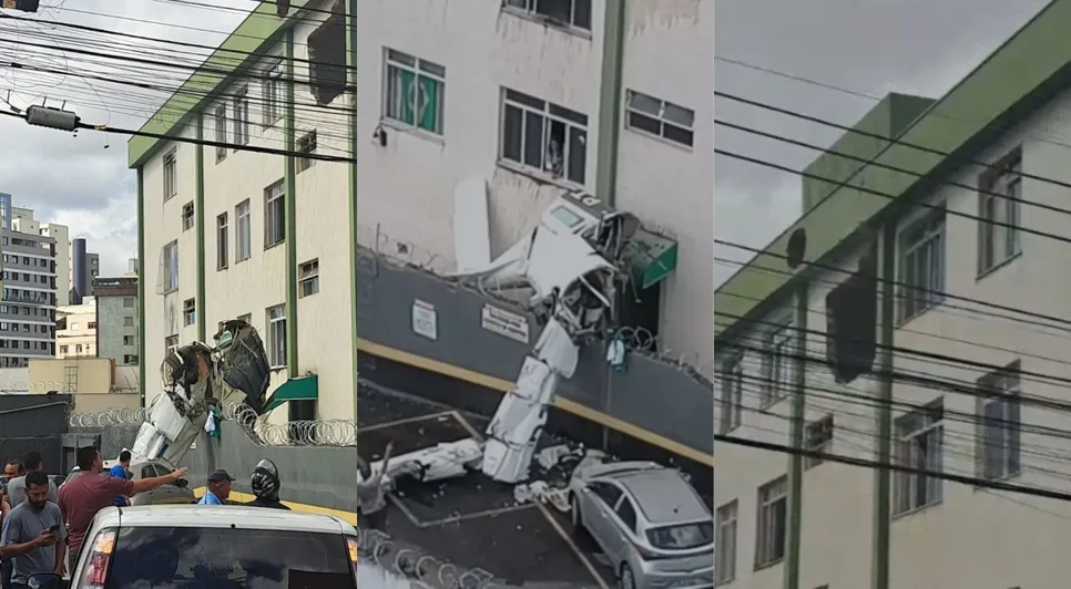 Avião atinge prédio e cai em Belo Horizonte. Fonte: Internet