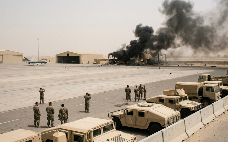 Militares dos EUA registram ataque de drone iraniano à base Ali al-Salem, no Kuwait