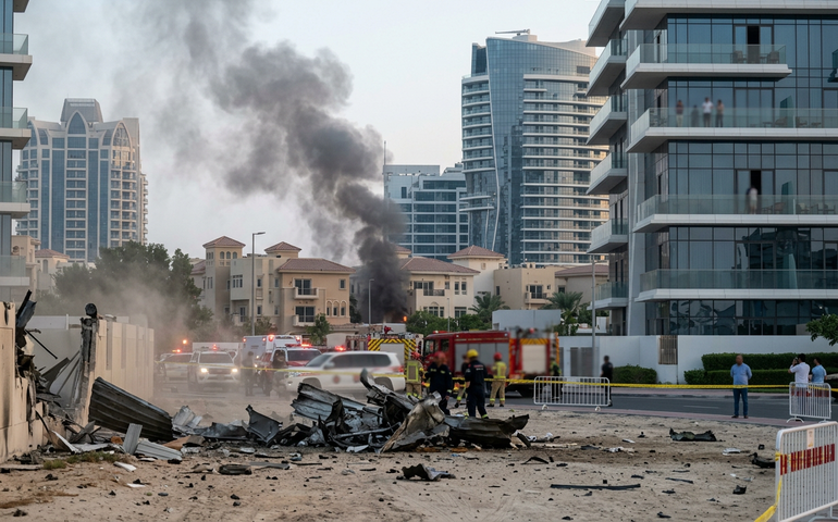 Foguete cai próximo a hotel de luxo em Dubai