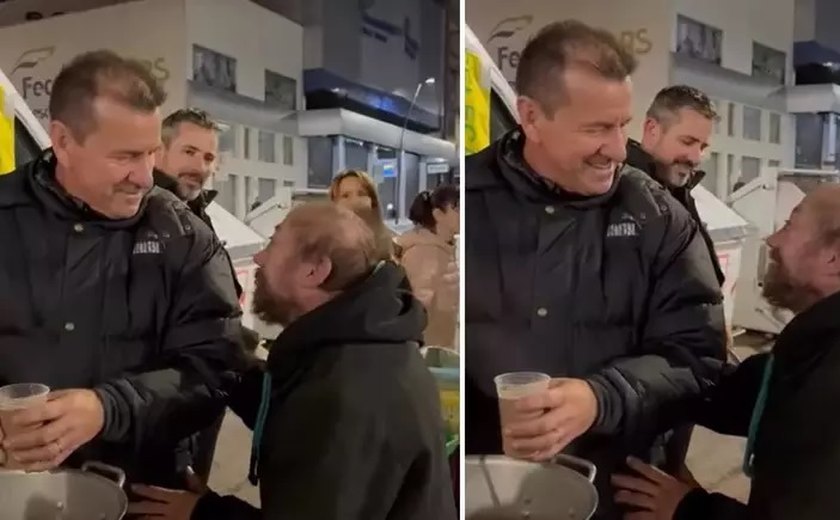 'É o Dunga!', diz morador de rua ao reconhecer ex-jogador em ação beneficente em Porto Alegre; assista