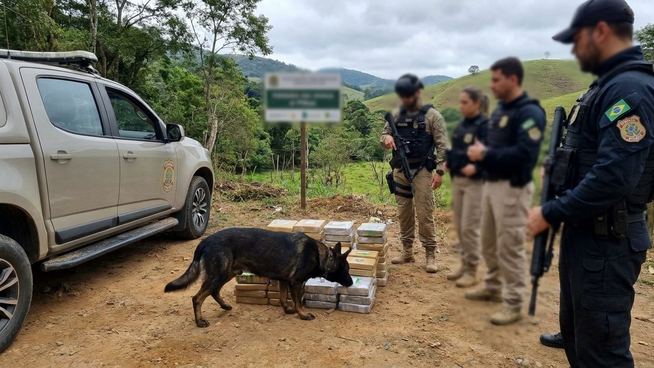 Cão farejador ajuda PF a apreender 390 kg de drogas em Piraí, no Sul Fluminense