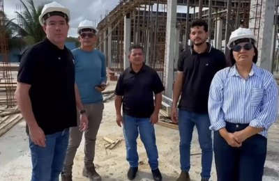 Prefeito Jorge Galvão visita andamento das obras da nova escola Maria de Lourdes, em Jundiá