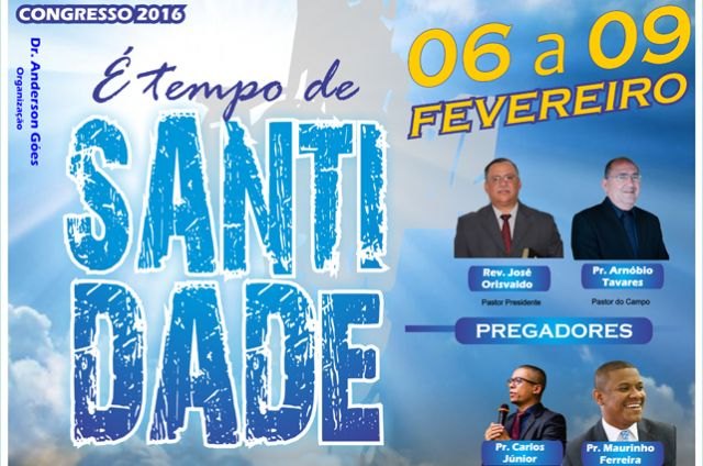 Congresso 2016 em Rio Largo acontecerá entre os dias 06 a 09 de fevereiro