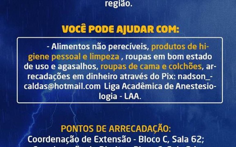 Campanha SOS Alagoas arrecada donativos para vítimas das chuvas