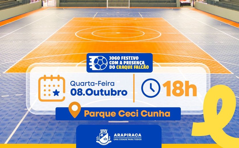 Prefeito Luciano Barbosa entrega ginásio reformado com presença do craque Falcão em Arapiraca