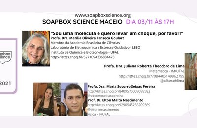 Live com a professora Marília Goulart da Ufal antecede Soapbox Science Maceió 2021