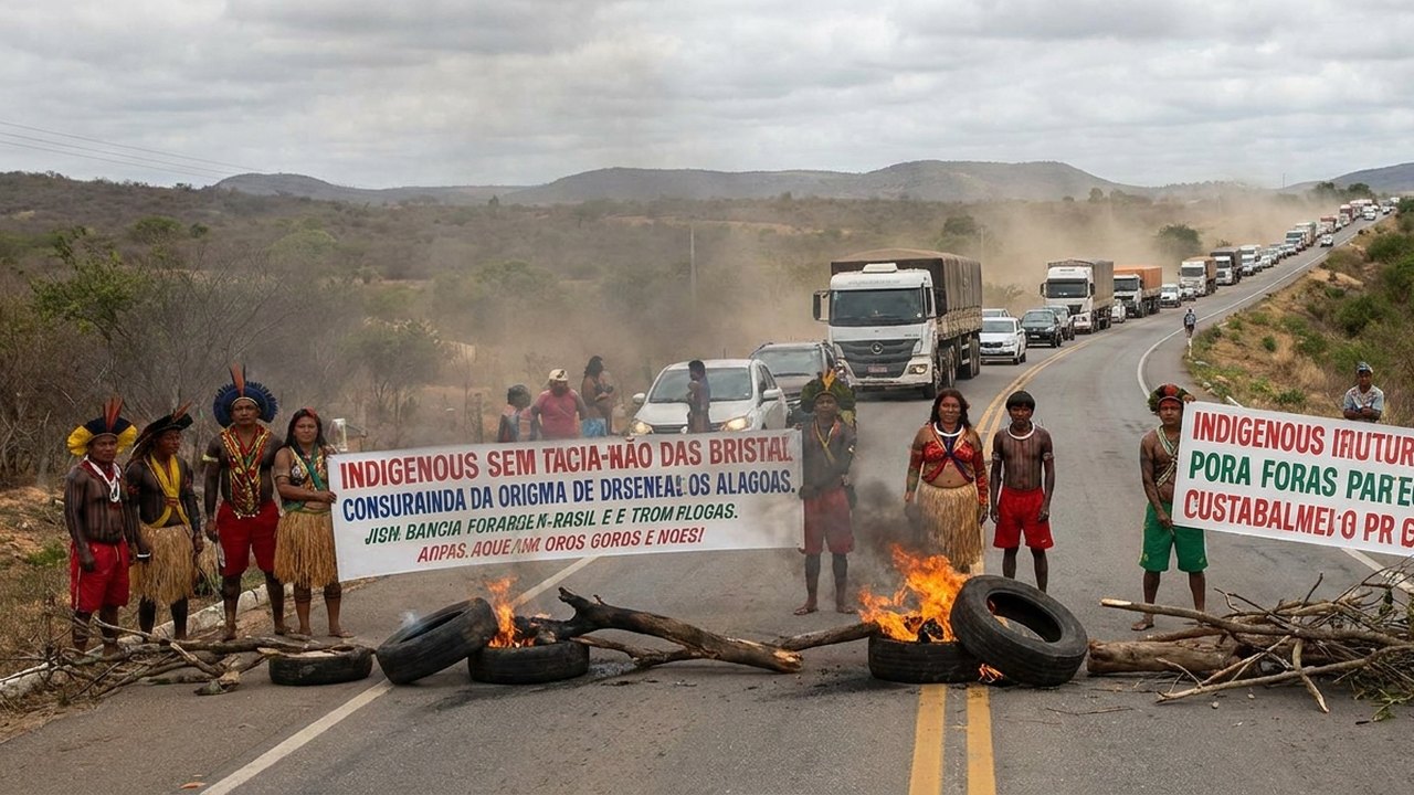 Indígenas bloqueiam trechos de rodovias federais em Alagoas durante protesto nacional