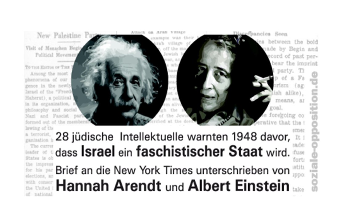 Einstein, Arendt, e Lula, acertaram ao denunciar o nazifascismo sionista