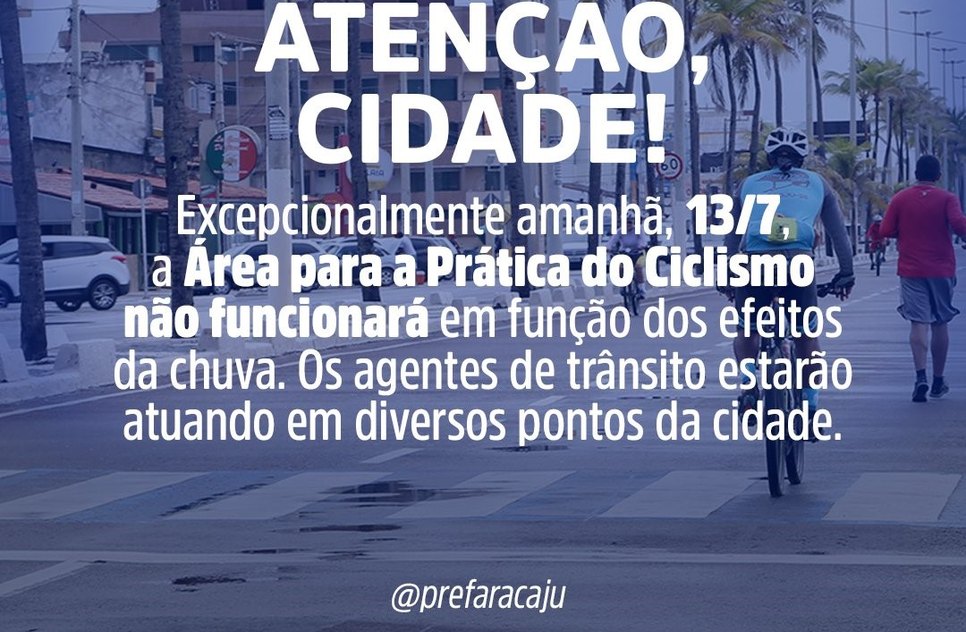 AVISO SOBRE ÁREA DE PROTEÇÃO DE CICLISMO ORLA