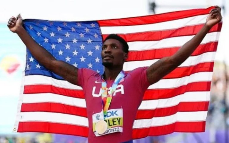 Kerley leva ouro nos 100m rasos e chinês Wang Jianan vence no salto em distância