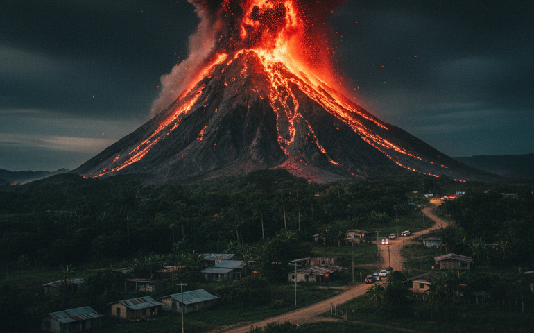 Não é só lama: veja coluna de fogo ejetada por vulcão de lama na Colômbia