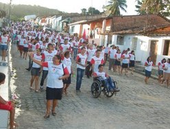 Caminhada e batismo dos crentes em Pilar