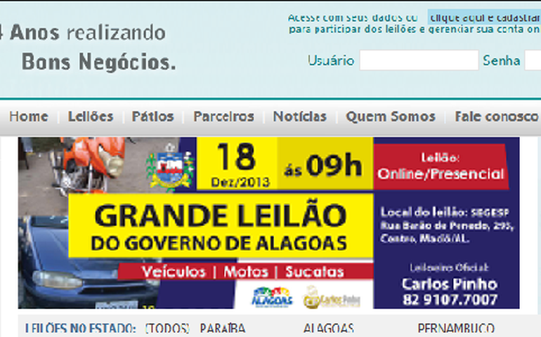Governo realiza leilão de bens móveis inservíveis