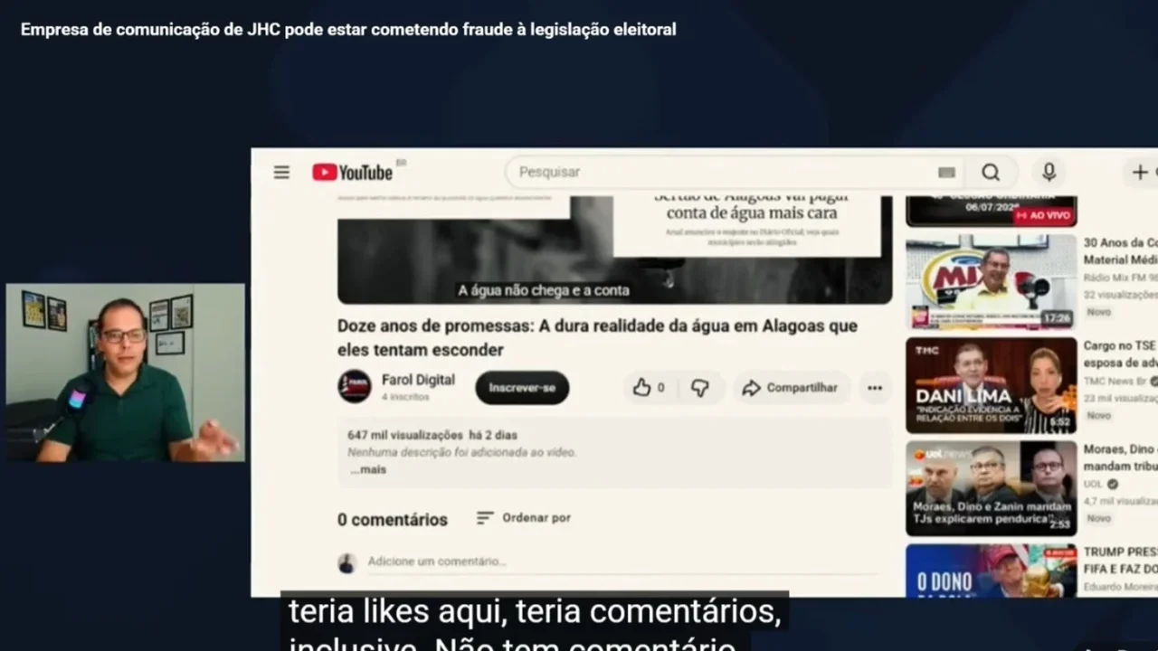 Quem paga os ataques? Jornalista denuncia canal ligado à família Caldas por possível impulsionamento irregular