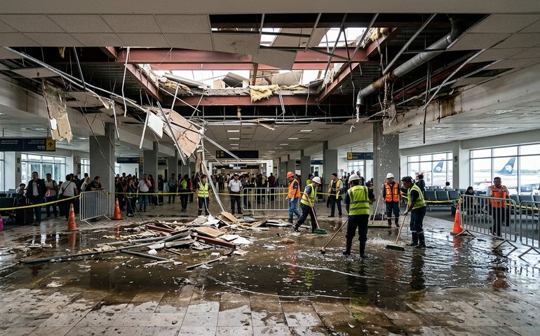 Aeroporto na Cidade do México sofre vazamento de esgoto e desabamento de teto às vésperas da Copa do Mundo