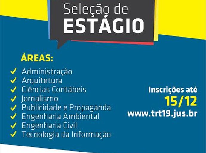 TRT/AL abre processo para seleção de estagiários
