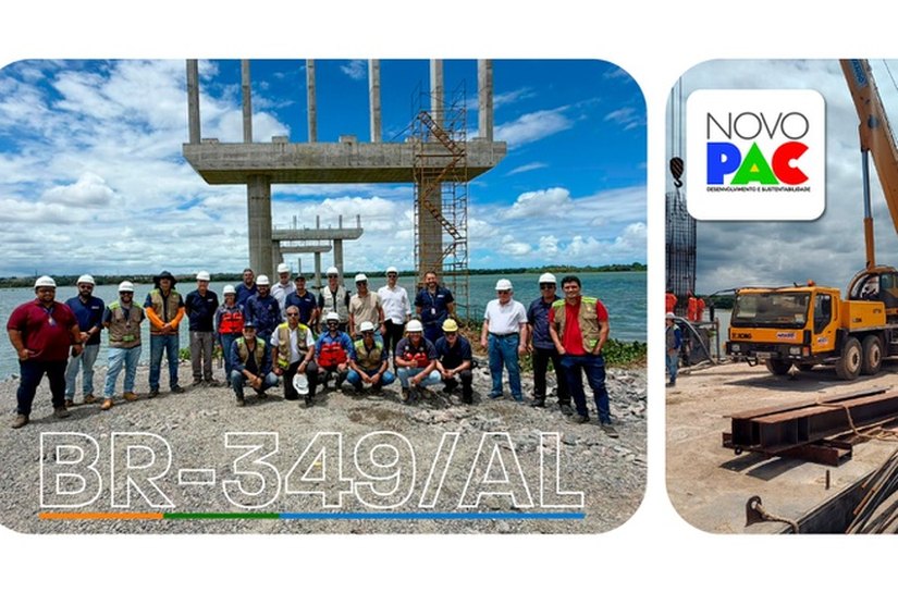 DNIT acompanha avanço das obras da ponte entre Penedo e Neópolis, na BR-349 AL/SE