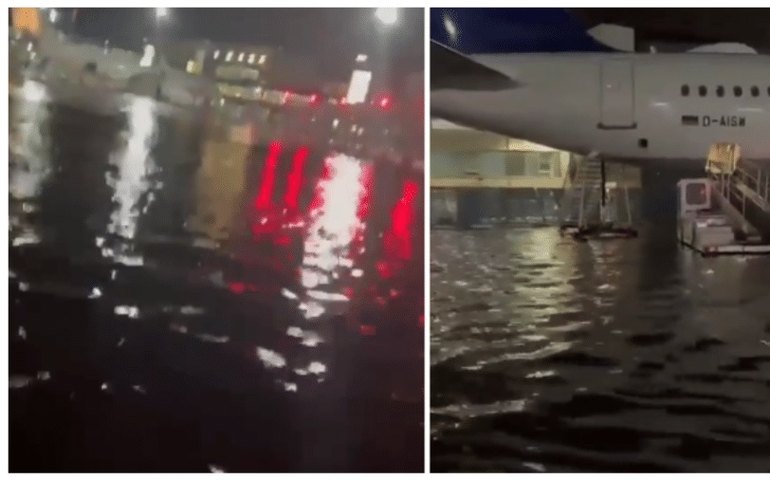 Aeroporto na Alemanha fica inundado após fortes chuvas atingirem o país; vídeo