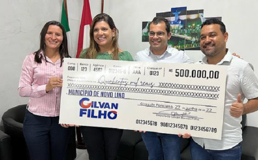 Prefeita Marcela recebe emenda de R$ 500 mil do deputado Gilvan Barros Filho para investimentos em Novo Lino