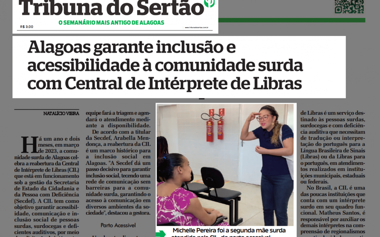  Acessibilidade e inclusão da comunidade surda  é destaque em matéria da Tribuna do Sertão 